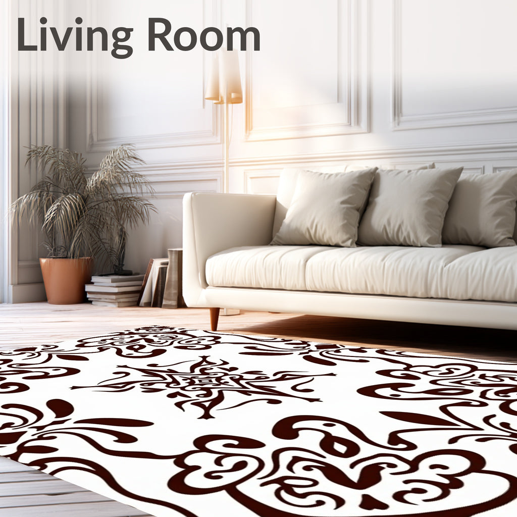 Intricate Dark Swirl Scroll Pattern Rug