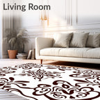 Intricate Dark Swirl Scroll Pattern Rug