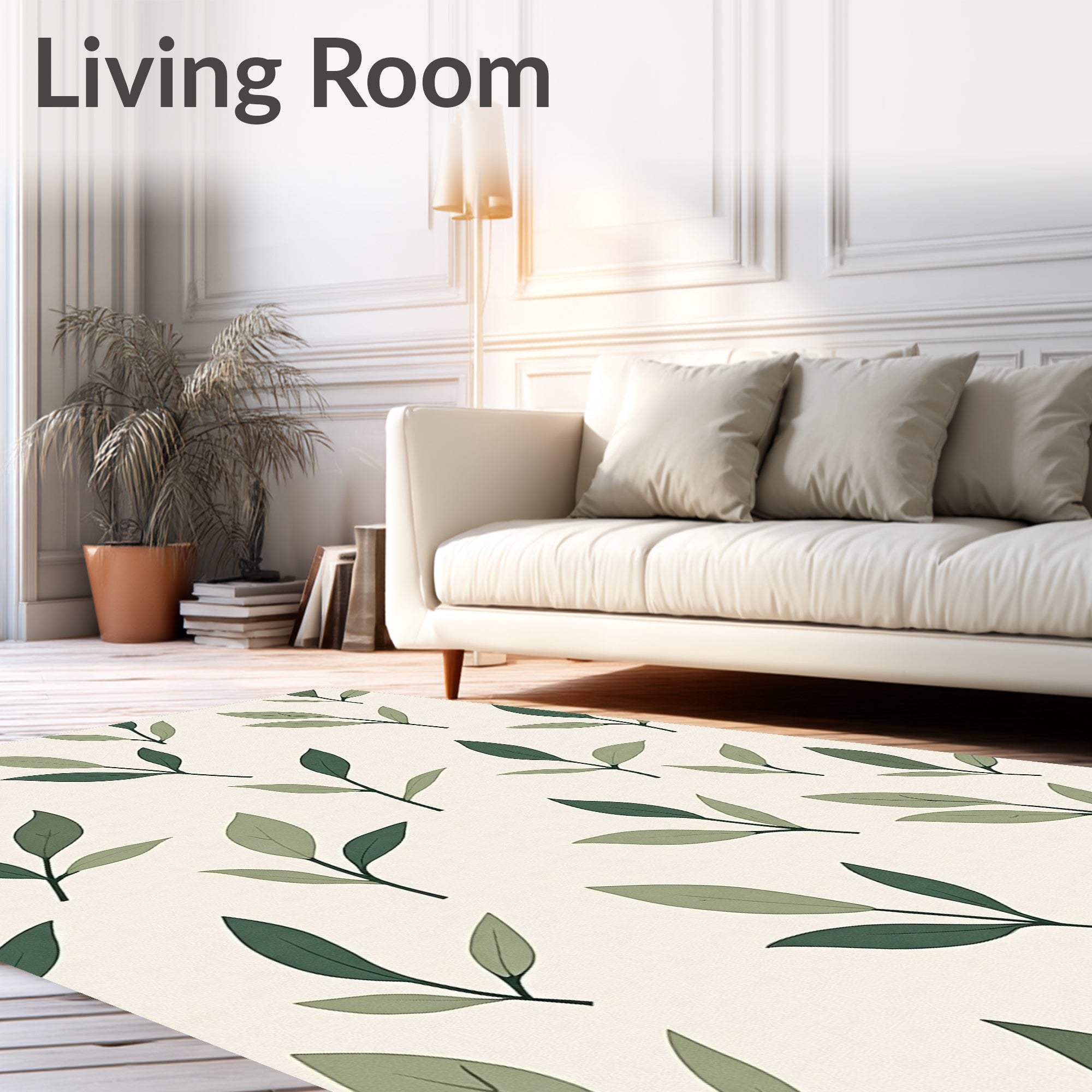 Abstract Green Leaf Pattern Design Rug