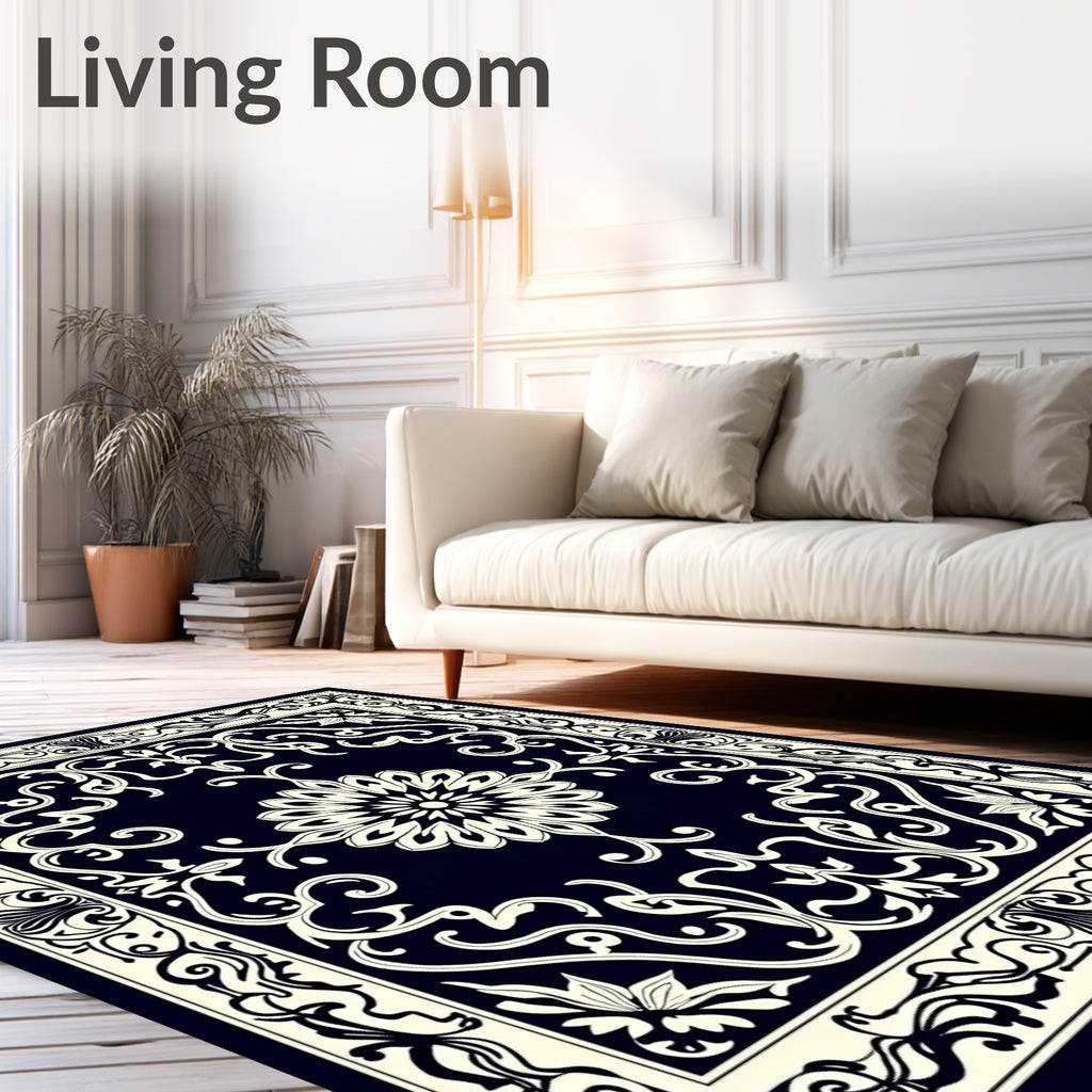 Elegant Floral Scrollwork Pattern Rug