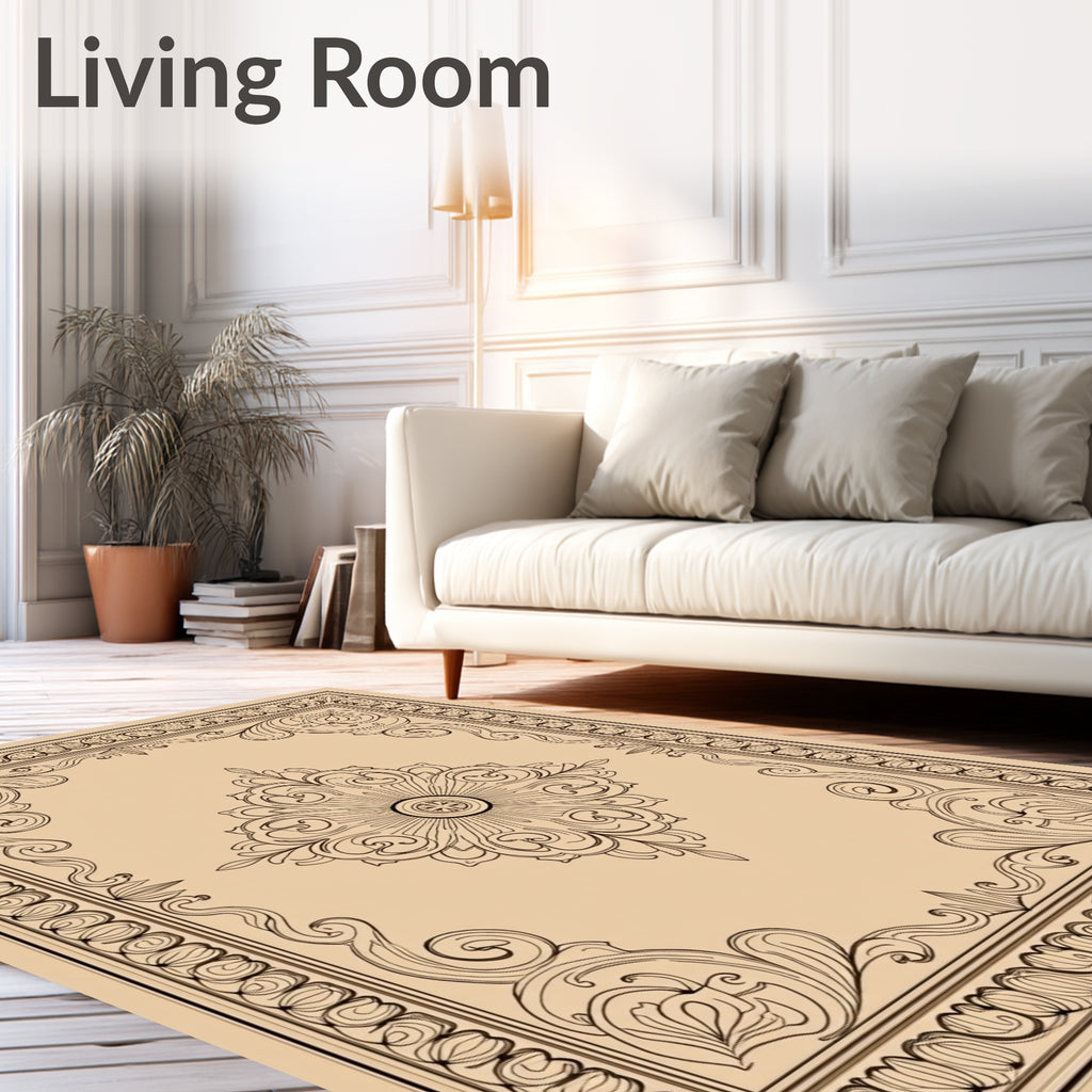 Elegant Floral Medallion Intricate Frame Rug