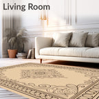 Elegant Floral Medallion Intricate Frame Rug