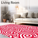 Bold Red Swirl Abstract Graphic Rug
