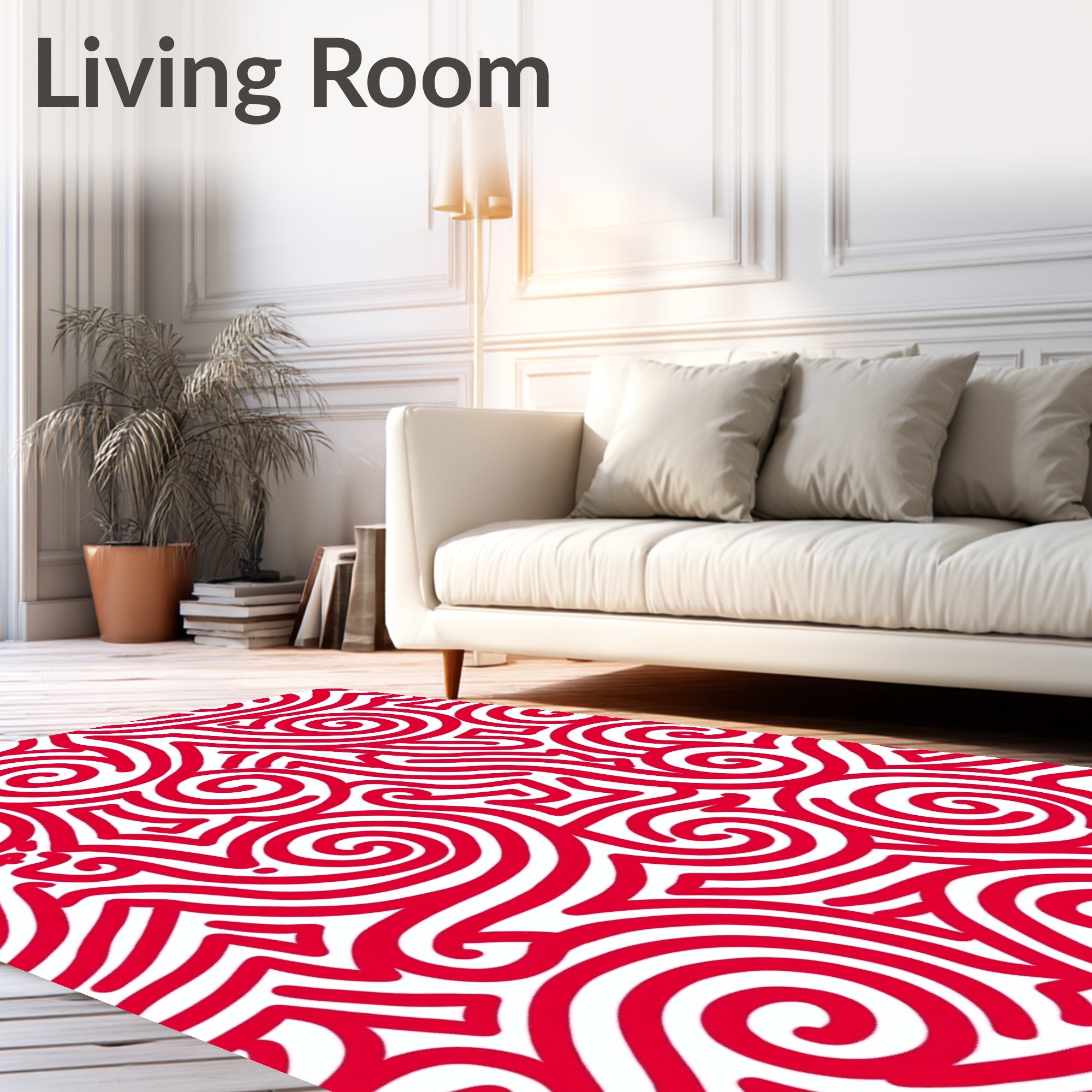 Bold Red Swirl Abstract Graphic Rug