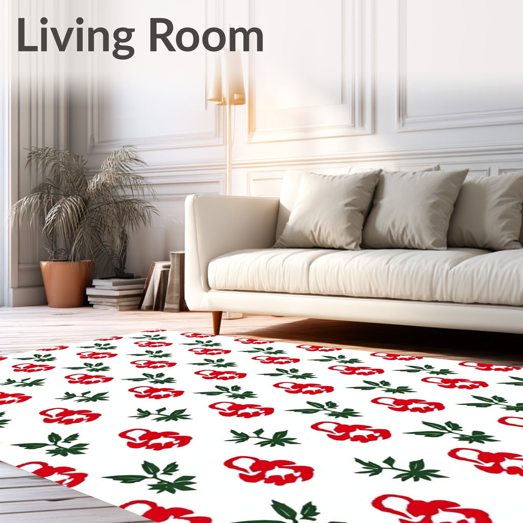 Red Blooming Branch Collage Rug