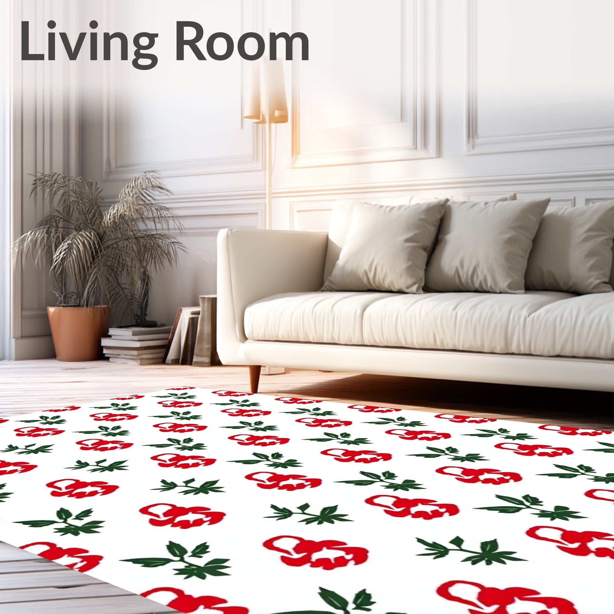 Red Blooming Branch Collage Rug