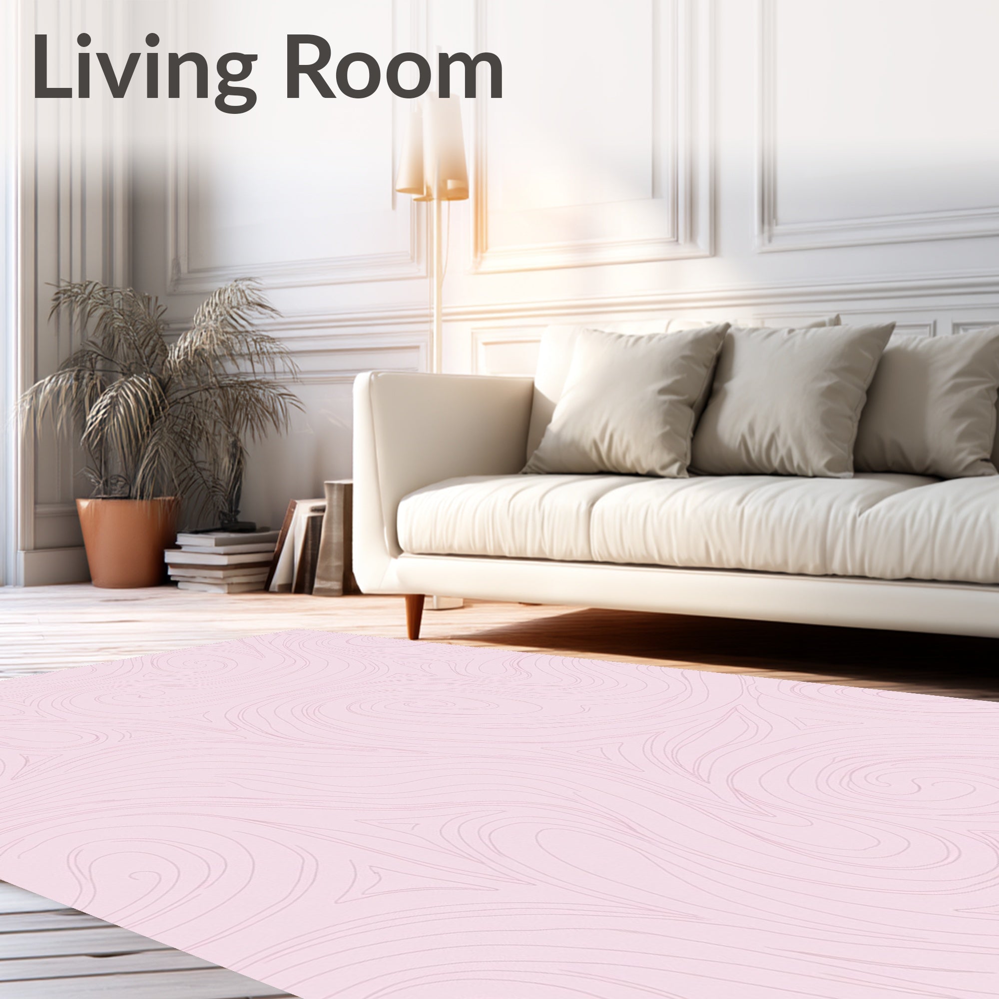 Pale Pink Swirl Abstract Pattern Rug