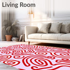 Crimson Swirls on Lavender Field Rug