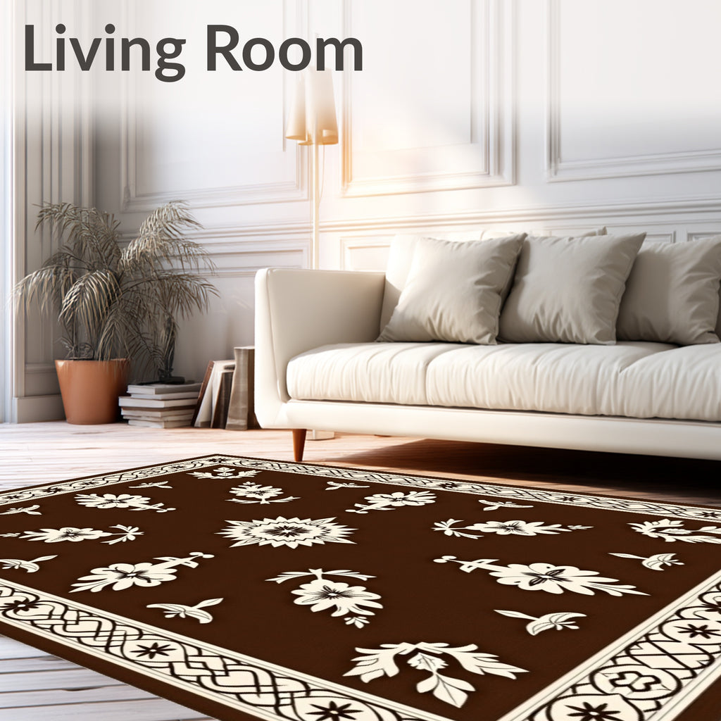 Ornate Floral Bordered Medieval Rug