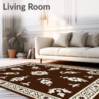 Ornate Floral Bordered Medieval Rug