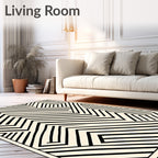Abstract Black White Geometric Pattern Rug
