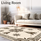 Brown Classic Floral Star Design Rug
