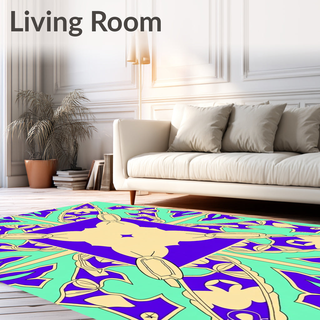 Ornate Purple Cream Mint Pattern Rug