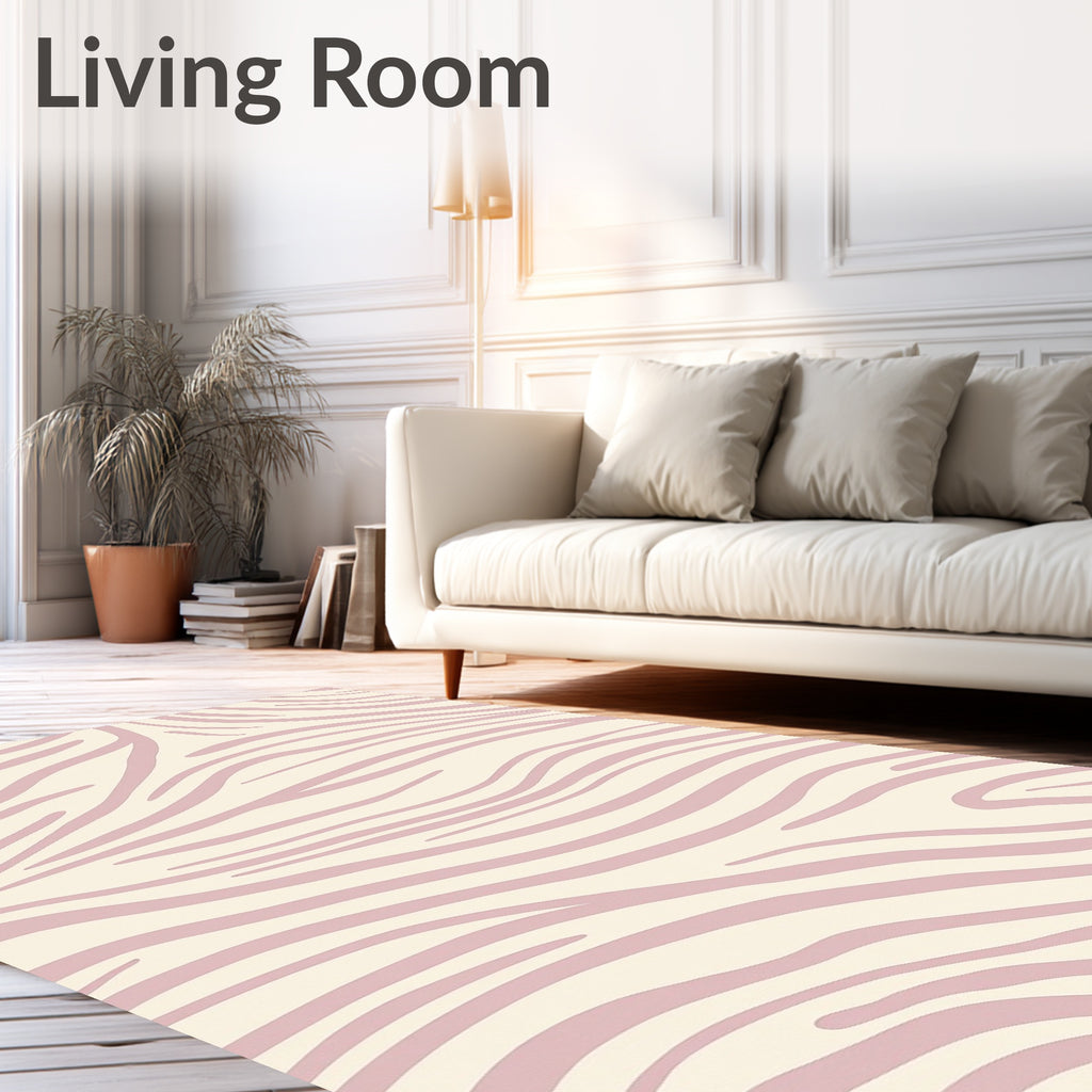 Soft Pink Zebra Stripe Pattern Rug