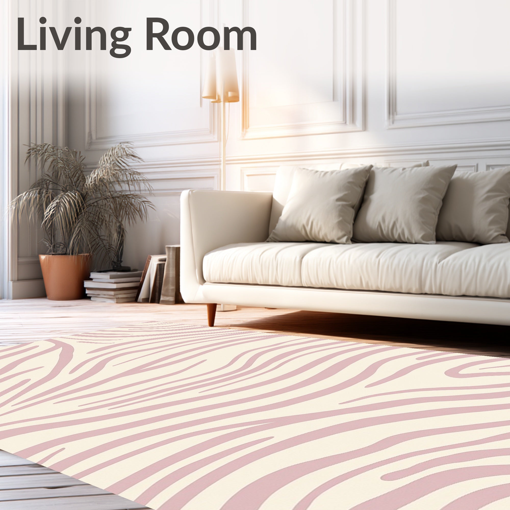 Soft Pink Zebra Stripe Pattern Rug
