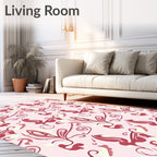 Pink Floral Swirl Abstract Design Rug