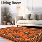 Orange Floral Scrollwork Classic Rug