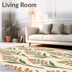 Botanical Branches Pattern with Orange Blossoms Rug