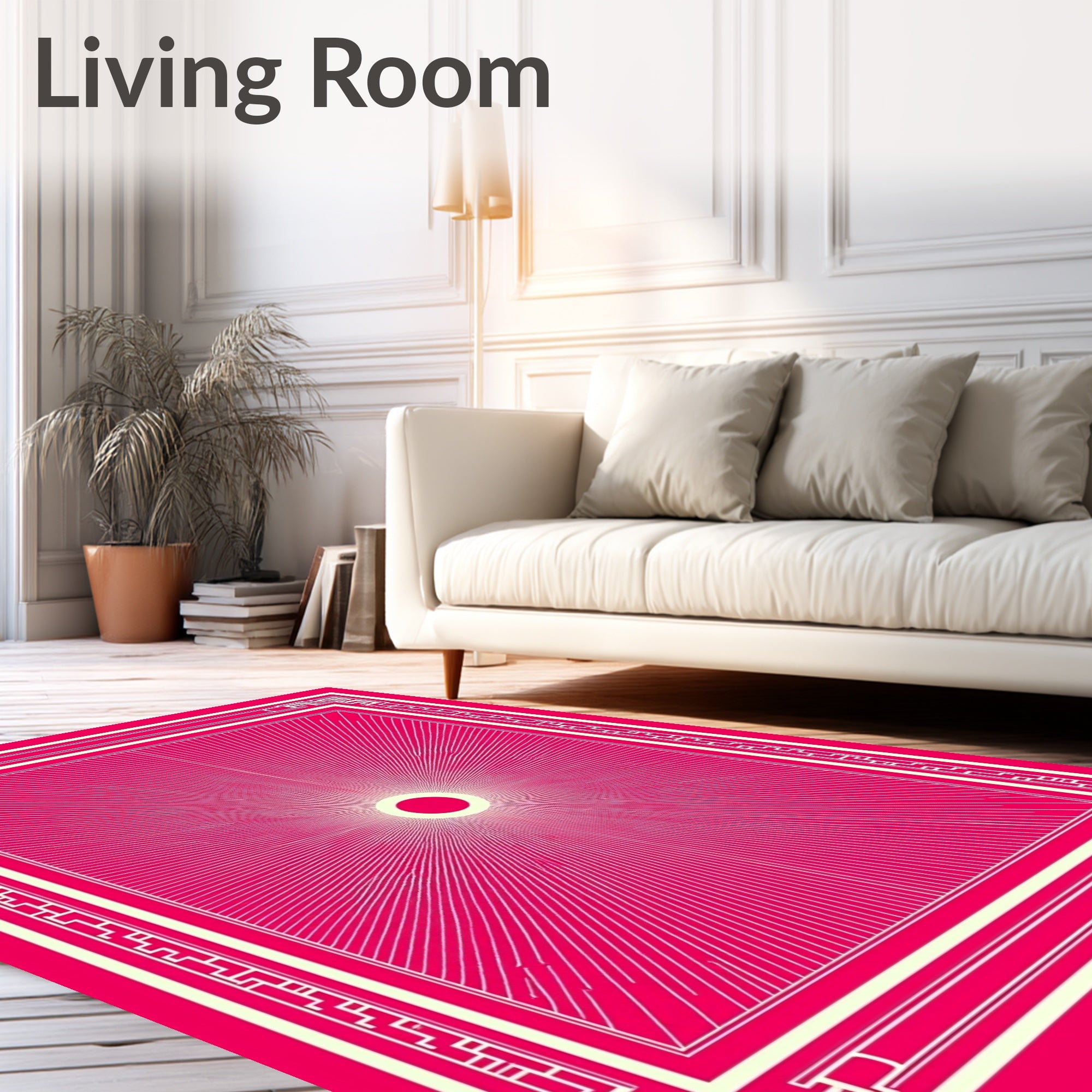 Radiant Sun Geometric Border Rug