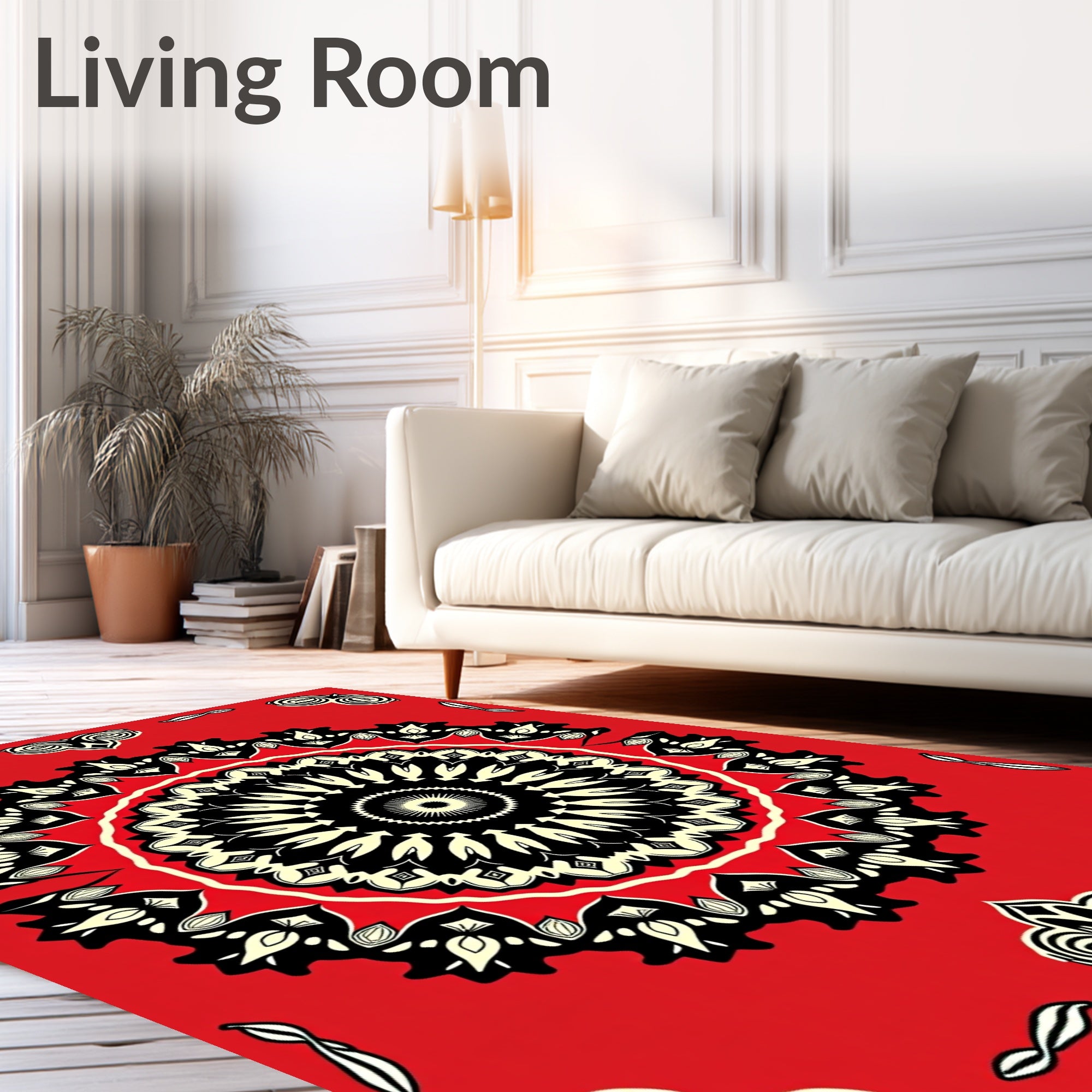 Bold Floral Sunburst Mandala Design Rug