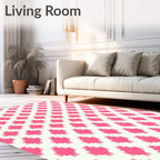 Pink Geometric Cluster Pattern Design Rug