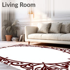 Intricate Maroon Swirl Border Design Rug