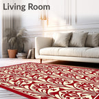 Crimson Cream Floral Patterned Rug