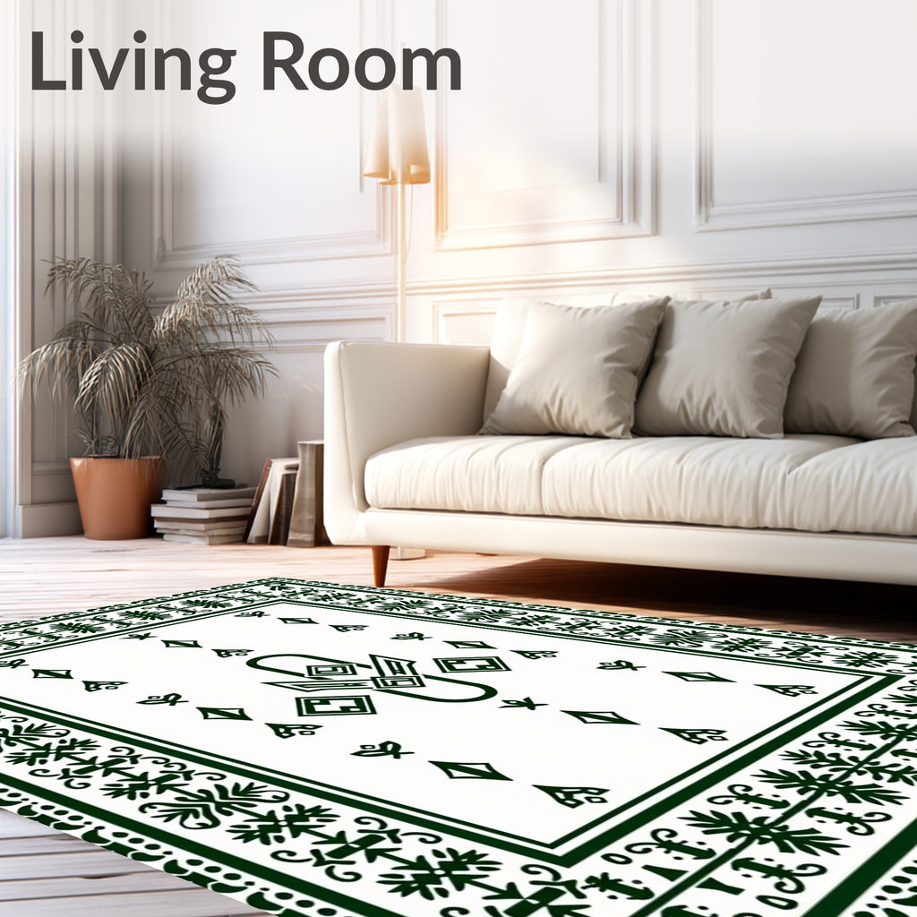 Dark Forest Floral Diamond Pattern Rug