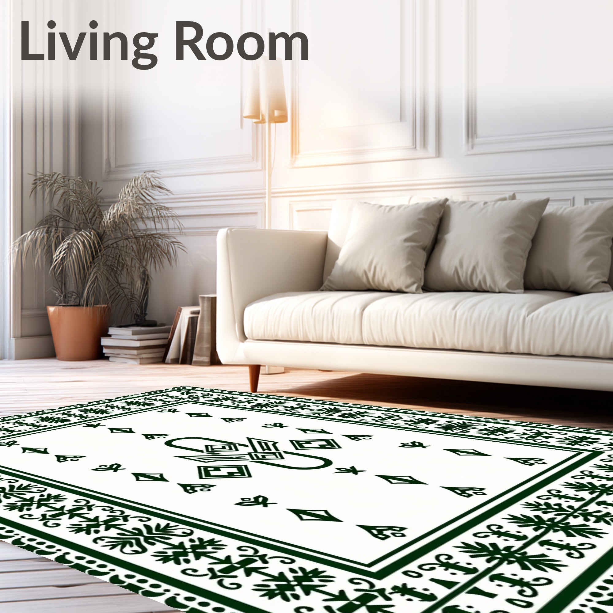 Dark Forest Floral Diamond Pattern Rug