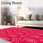 Crimson White Yellow Abstract Branch Rug