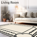 Art Deco Black Ivory Geometric Floral Rug