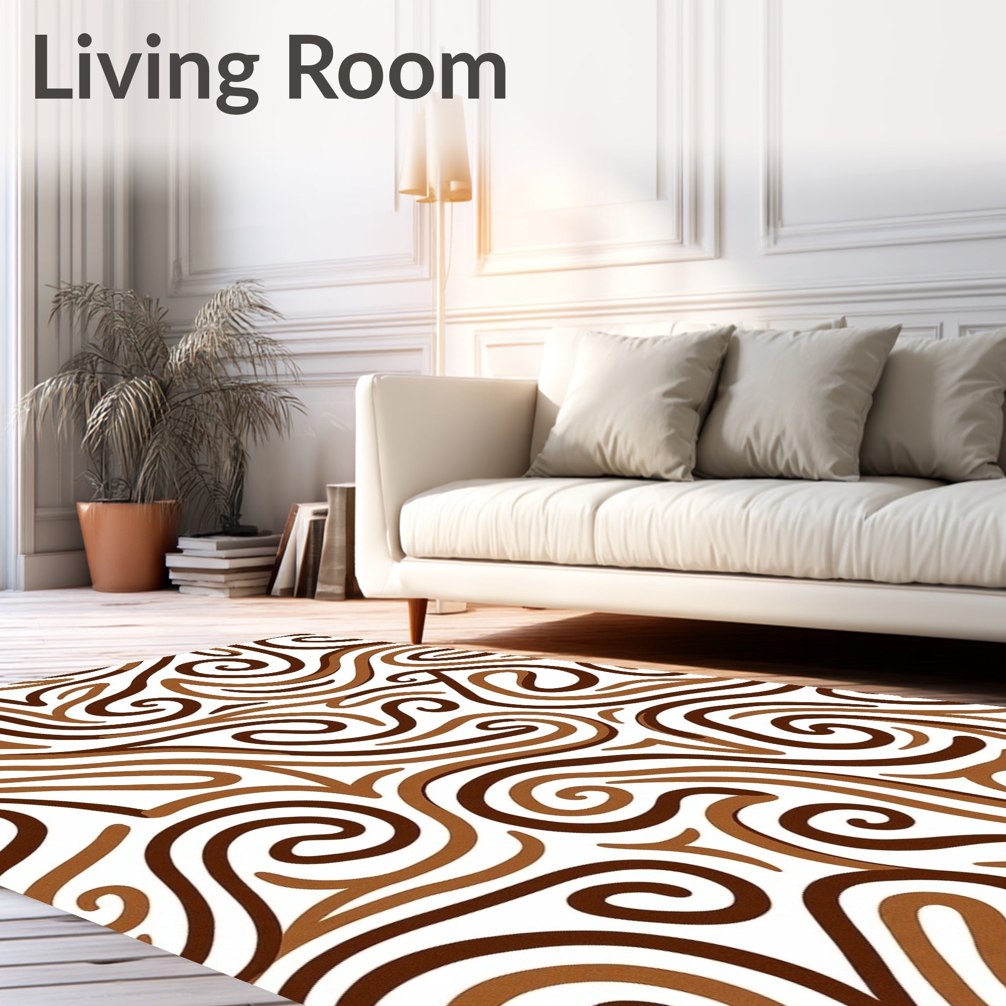 Brown Swirls Abstract Pattern Rug