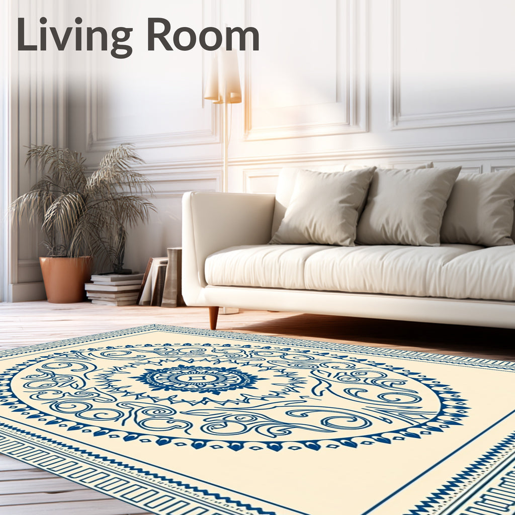 Circular Ink Mandala Pattern Rug