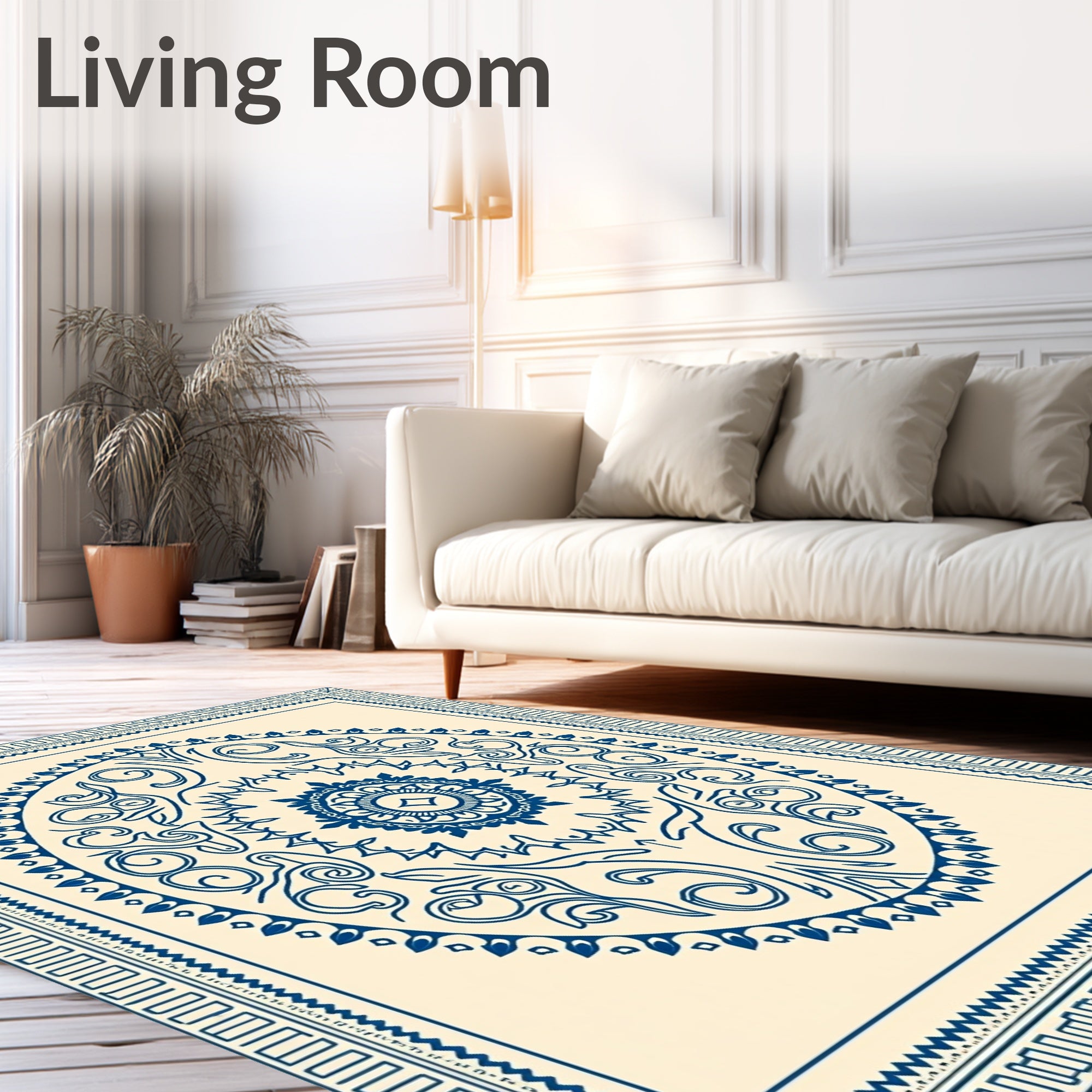 Circular Ink Mandala Pattern Rug