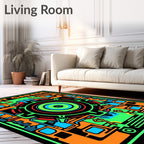 Circuit Board Neon Pattern Rug