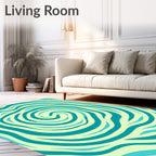 Teal Wavy Swirl Pattern Rug