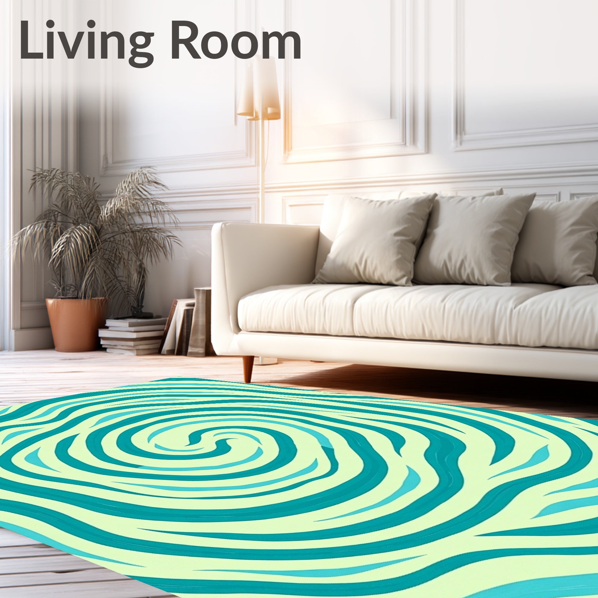 Teal Wavy Swirl Pattern Rug