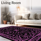 Ornate Pink Floral Sunburst Design Rug
