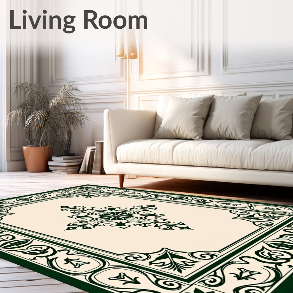 Intricate Floral Damask Pattern Rug