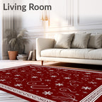 Crimson White Festive Snowflake Candy Cane Rug