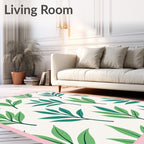 Green Leaf Pattern Print Rug