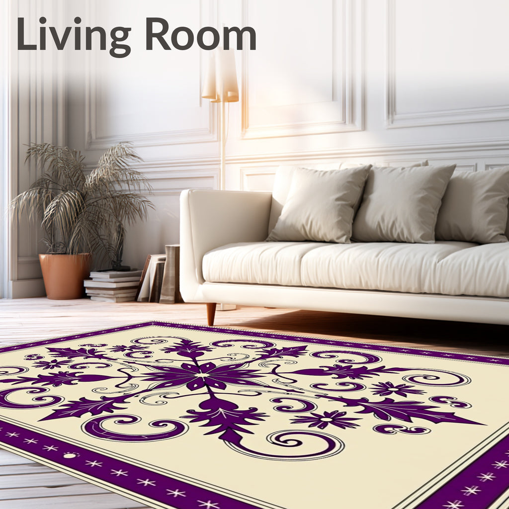 Floral Swirl Antique Plum Pattern Rug