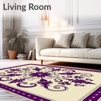 Floral Swirl Antique Plum Pattern Rug