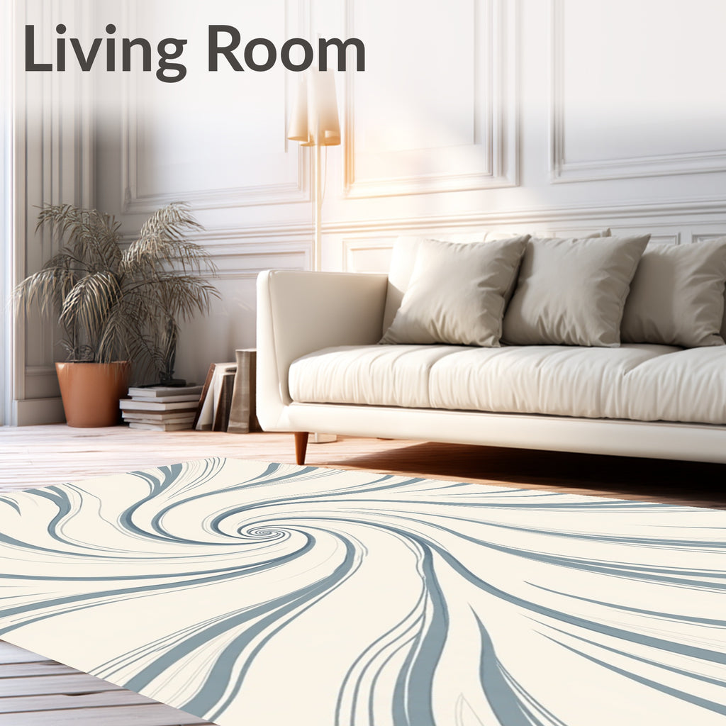 Curved Swirl Abstract Design Rug