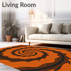 Orange Black Spiral Vortex Rug