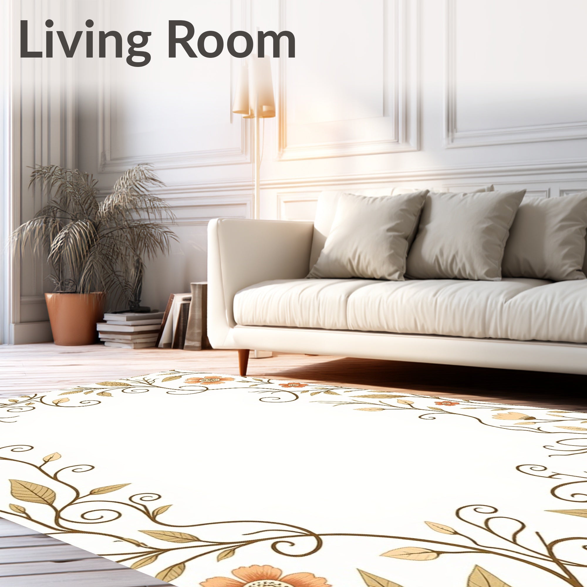 Whimsical Floral Vine Pattern Rug