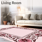 Ornate Floral Border Design Rug