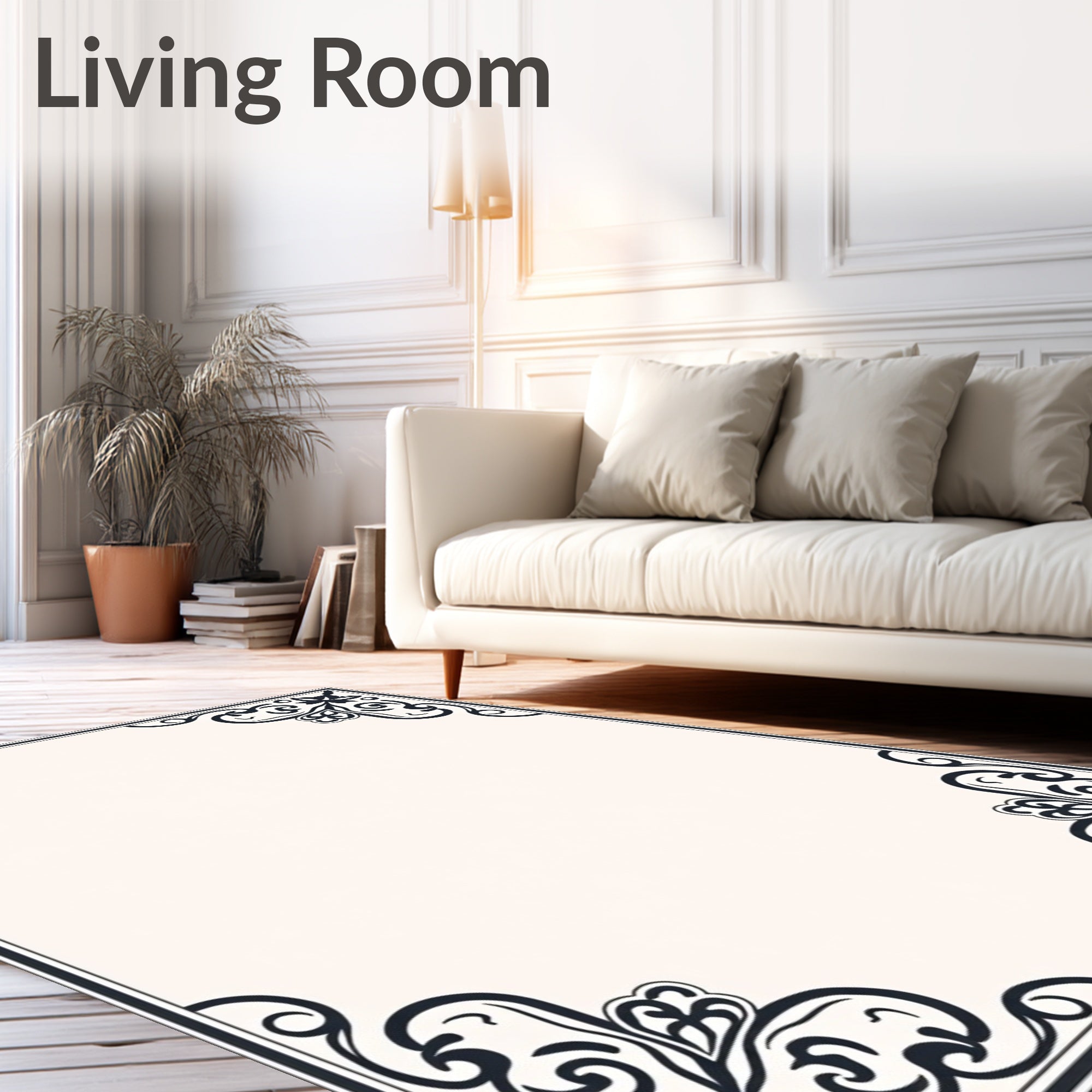Ornate Floral Scroll Design Rug