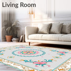 Floral Medallion Bordered Symmetry Rug