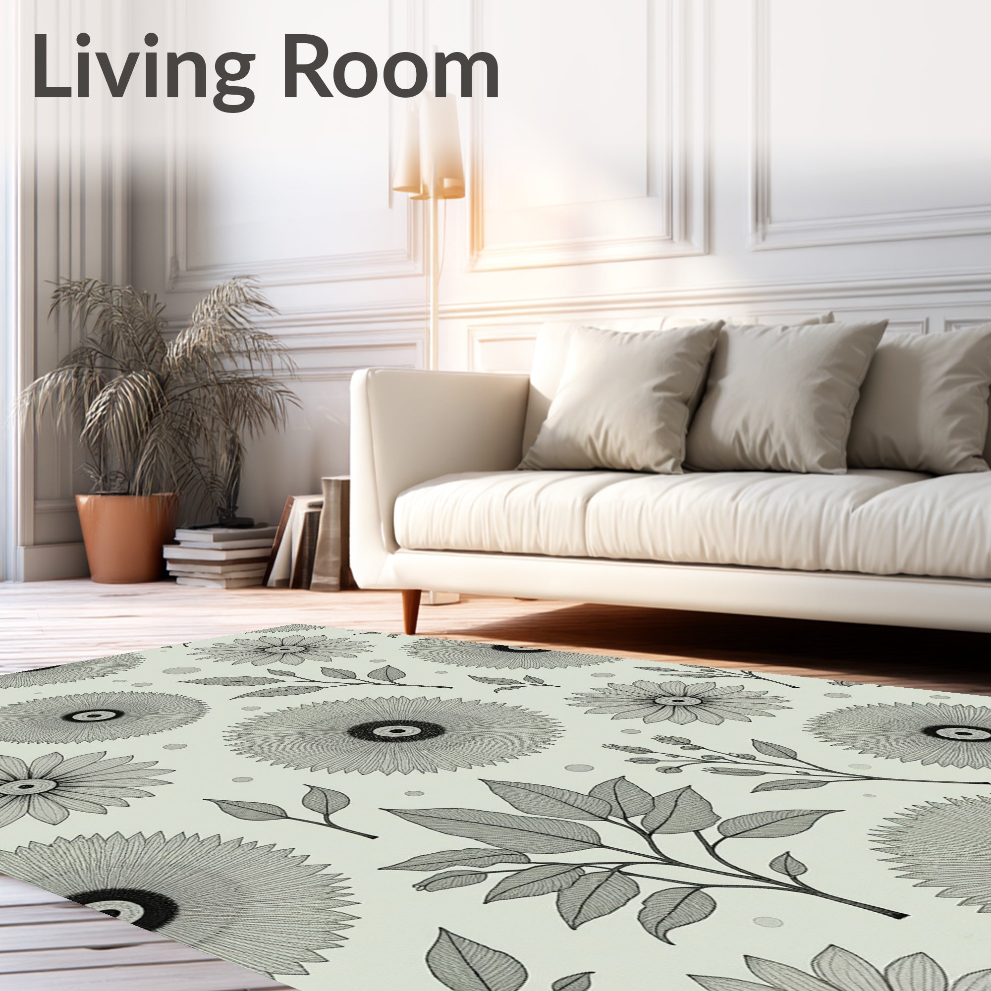 Botanical Sketch Sunburst Floral Rug